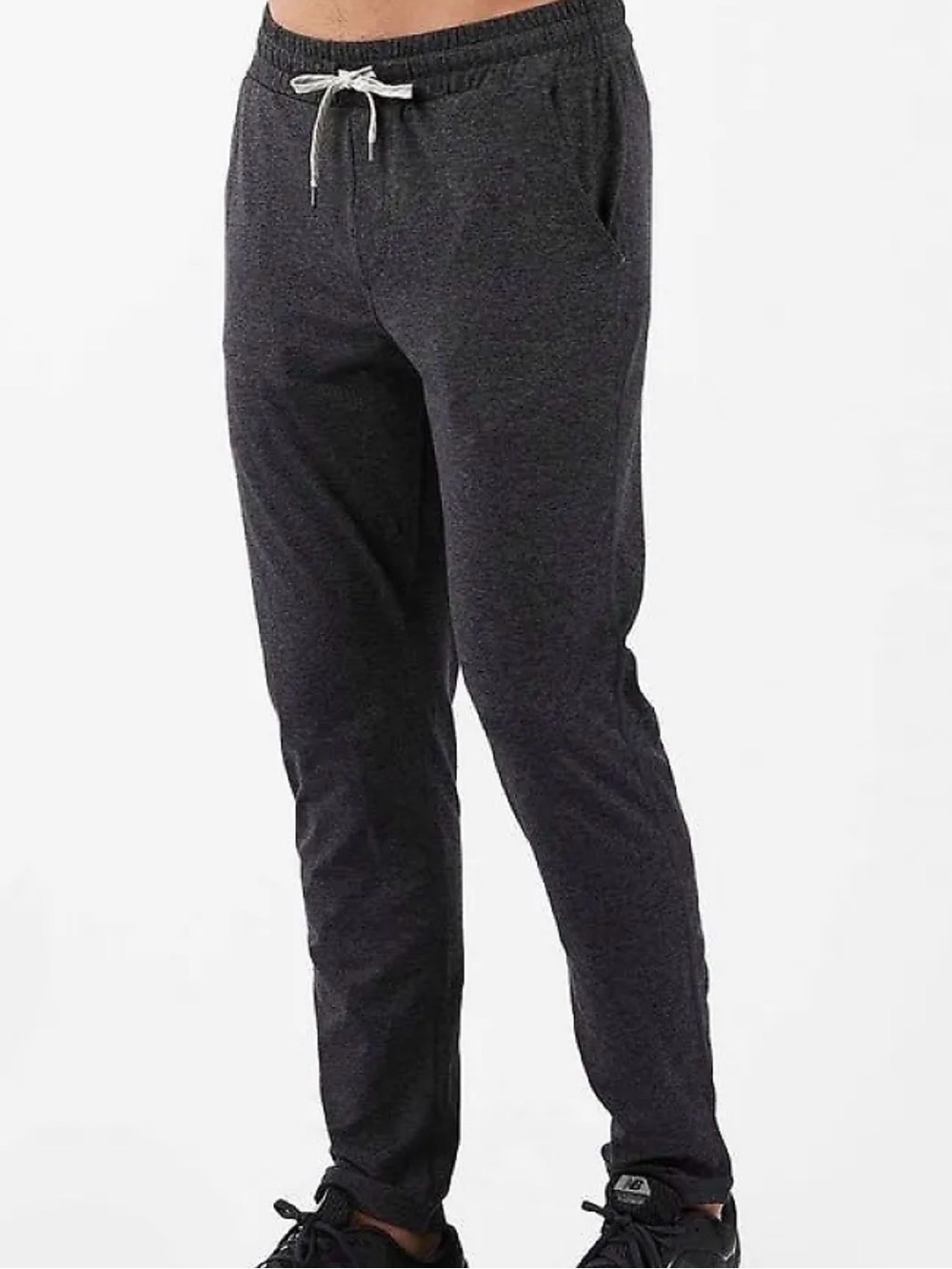 Vuori Pronto Charcoal Gray Knit Joggers with Drawstring